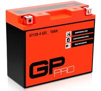GP-PRO GT12B-4 - Batería de arranque para motos, 12V, 10Ah, parecido a YT12B-4 / YT12B-BS, sin necesidad de mantenimiento