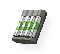 GP ReCyko - Cargador de batería USB AA AAA (Incluye 4 Pilas AA de 2100 mAh, NiMH, 1,2 V, Pilas Recargables)
