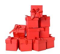GP SUP 12 cajas de regalo cuadradas con tapas, cajas de regalo rojas para cumpleaños, Navidad, bodas, baby showers, día de San Valentín, día de la madre (rojo, 6 x 6 x 6 pulgadas)