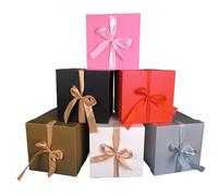 GP SUP 6 cajas de regalo con cintas y tapas para cumpleaños, Navidad, aniversario, tamaño terminado: 6 x 6 x 6 pulgadas, caja de regalo (multicolor, paquete de 6)