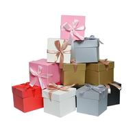 GP SUP 6 cajas de regalo con cintas y tapas para cumpleaños, Navidad, aniversario, tamaño terminado: 6 x 6 x 6 pulgadas, caja de regalo (multicolor, paquete de 6)