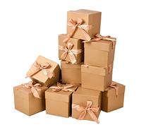 GP SUP 6 cajas de regalo con tapas, cajas cuadradas con tapas para cumpleaños, aniversario. Caja de regalo de Navidad, caja de regalo de Año Nuevo (dorada, 4 x 4 x 4 pulgadas)