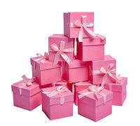 GP SUP 6 cajas de regalo cuadradas con tapas, cajas rosas para regalo de cumpleaños, boda, San Valentín, Navidad y fiesta, caja de regalo (rosa, 4 x 4 x 4 pulgadas)