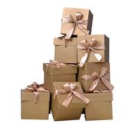 GP SUP Cajas Cuadradas de 12 Piezas con Tapas y Cintas Caja Dorada para cumpleaρos Cajas de Regalo para Navidad (Oro 6 6 6)