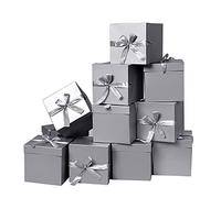 GP SUP Paquete de 12 cajas de regalo plegables para cumpleaños, bodas, día de San Valentín y aniversario (plata, 15,2 x 15,2 x 15,2 cm)