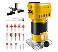 Gpaentsn Enrutador inalámbrico compatible con batería Dewalt de 20 V, 6 velocidades, 30,000 RPM, 850 W, enrutadores de palma de mano sin escobillas para carpintería con 15 brocas de enrutador de 1/4