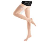 GPAR PREMIUM Medias de compresión médica - Punta abierta hasta el muslo - Clase 2, 23-32 mmHG - Unisex para Venas Varicosas, edema, Dolor de piernas, Arañas vasculares (COLOR: BEIGE, SIZE: S)