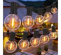 GPATIO Guirnalda Luces Exterior G40, 100FT/ 30M Girnaldas para Jardín con 50+2 piezas de Bombilla de Plástico Blanco Cálido,Luces led Exterior para Jardín, Bodas