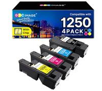 GPC IMAGE 1250 Tóner Compatible con DELL 1250c 1250 Multipack de Cartuchos de Impresora para C1765nfw C1765nf C1760nw 1350cnw 1355cn 1355cnw C1760 C1765 (4 Unidades, Negro, Cian, Amarillo, Magenta)