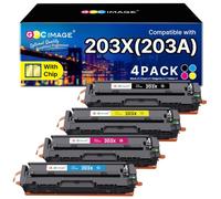 GPC Image 203X Tóner compatibles para HP 203X 203A CF540X CF540A para Color Laserjet Pro MFP M281fdw M281fdn M281cdw M280nw M254dw M254nw M254dn (negro, cian, magenta y amarillo, 4 unidades)