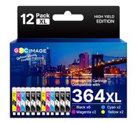 GPC Image 364 XL - Cartuchos de Tinta compatibles con HP 364XL Cartucho para HP Photosmart 5510, 5512, 5515, 5520, 6510, 6520, B110a, B109a 7510 Deskjet 3070A 3520 Officejet 4620 4622 (12-Pack)