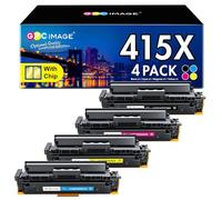 GPC Image 415X M479fdw Tóner con Chip Compatible con 415X 415A Multipack para Color Laserjet Pro MFP M479fnw M479dw M479fdn M454dw M454dn W2030X W2031X W2032X W2033X W20300 A (4 Paquete)