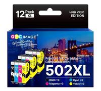 GPC IMAGE 502 XL Multipack Compatible para Epson 502 502XL Cartuchos de Impresora para Epson WF 2860 XP 5100 XP 5150 XP 5105 XP 5155 WF 2860 WF 2880 WF 2865 WF 2885 WF 2860DWF XP5100 0 (12) Paquete de