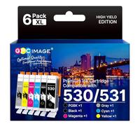 GPC IMAGE 530 531, Cartuchos de Tinta, Compatible para Canon PGI-530 CLI-531 para Canon Pixma TS8750 TS8751, PGI530 CLI531 530XXL 531XXL (6 Pack)