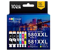GPC Image 580 581 XXL Cartuchos de Tinta compatibles con Canon 580 581 para Canon Pixma TS6150 TS6151 TR8550 TR7550 TS6250 TS6251 TS8150 TS8151 TS8250 TS950 TS91 TS91 TS91 50 (10 Pack)