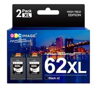 GPC IMAGE 62 Cartuchos de Tinta XL Negro de Repuesto para HP 62 Cartuchos de Impresora 62XL HP62 XL Color Negro para HP 5540 7640 5548 5544 5646 OfficeJet 5740 5742 250 Cartuchos (2 Unidades)