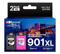 GPC Image 901XL 901 XL Multipack Compatible para HP 901 Cartuchos de Impresora para HP Officejet 4500 J4580 J4680 J4524 J4535 J4540 J4550 J4585 J4624 J4660 J4680c J4866c 0G51 0 G510a (Paquete de 2)
