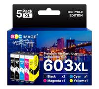 GPC IMAGE Cartuchos de tinta de repuesto 603XL para Epson 603 603 XL para Epson Expression Home XP-3100 XP-4100 XP-2100 XP-2105 XP-3105 XP-4105 Workforce WF-2830 WF-2810 WF-2835 WF-2850 (paquete de 5)