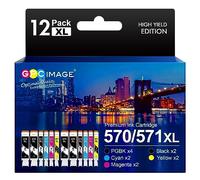GPC Image Paquete de 12 Cartuchos de Tinta PGI 570XL CLI 571XL para Canon 570 571 compatibles para PIXMA MG5700 MG5750 MG5751 MG6850 MG6851 TS5050 TS5051 TS6050 TS6051 (PGBK Negro Cian Magenta Yellow)