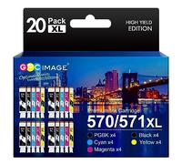 GPC IMAGE PGI-570XL CLI-571XL Cartucho de Tinta Compatible para Canon PGI-570 CLI-571 XL para Canon Pixma MG5750 TS5053 TS5050 MG6850 MG5751 TS5051 TS6051 MG6852 TS5055 MG5753 TS6050 MG6851(20 Pack)