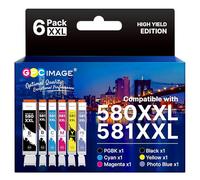 GPC IMAGE PGI-580XXL CLI-581XXL Cartuchos de Tinta Compatible para Canon 580 581 XXL para Canon PIXMA TS6150 TR8550 TR7550 TS6151 TS8150 (1PGBK,Negro,Cian,Magenta,Amarillo,PB,6-P)