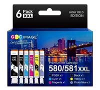 GPC IMAGE PGI-580XXL CLI-581XXL Cartuchos de Tinta Compatible para Canon 580 581 XXL para Canon PIXMA TS6150 TR8550 TR7550 TS6151 TS8150 (1PGBK,Negro,Cian,Magenta,Amarillo,PB,6-P)