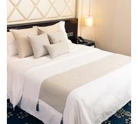 GPDNBIEU, Alfombra Sólida for Camino De Cama Hotel for Queen Size, Toalla Doble Cara for Extremo Propósito, Bufanda Liviana Y Duradera for Habitación Bodas(Beige,45 * 210cm for 180cm Bed)