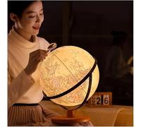 GPDNBIEU, Antiguo Led iluminado con soporte de madera, 3 tamaños, mapa del mundo educativo, marcado texto claro for niños(30cm)