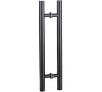 GPDNBIEU, Barra de empuje for puerta Granero Exterior, redonda, doble cara, resistente, for salida, barra manija entrada abatible con tornillos montaje(Matte Black,80cm(31 1/2")60cm)