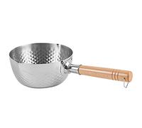 GPDNBIEU, Cacerola de acero inoxidable 304, cacerola for salsa de leche, olla martillada de tipo profundo con mango de madera, herramienta de cocina antiadherente for cocina(18cm/7in)