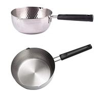 GPDNBIEU, Cacerola de acero inoxidable Cacerola antiadherente de acero inoxidable 430 Cacerola for salsa de leche Olla profunda tradicional japonesa con mango aislante antideslizante(18cm/7in)