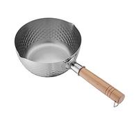 GPDNBIEU, Cacerola de acero inoxidable for salsa de leche con tapa de vidrio marrón, mango de madera de haya for cocina, sin tapa(Without Lid,20cm/7.9in)