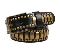 GPDNBIEU Cinturones, Patrón geométrico Unisex Rock Studs Cinturón Reversible Jeans Casuales for Hombres Vestido de Trabajo con Hebilla una Sola Punta(Black,110cm)