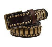 GPDNBIEU Cinturones, Patrón geométrico Unisex Rock Studs Cinturón Reversible Jeans Casuales for Hombres Vestido de Trabajo con Hebilla una Sola Punta(Coffee,110cm)