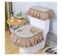 GPDNBIEU, Cojín del Asiento Inodoro, Conjunto de Encaje Bordado Pastoral cálido Suave Tapa y Cubiertas Tanque Almohadillas cojín Cremallera(Bright Camel)