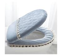 GPDNBIEU, Cojín for Asiento de Inodoro, 2 Unidades/Juego Almohadillas cojín for Felpa con borlas Encaje Rosa, Juego Dos Piezas, Fundas for Tapa, Terciopelo(Light Blue)