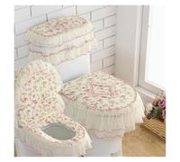 GPDNBIEU, Cojín for Asiento de Inodoro, Juego 3 uds., Fundas for Tapa, for con Flores Encaje y Cubiertas for Tanque, Almohadillas for cojín, for(Orange Red)