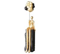 GPDNBIEU, Escultura Abstracta de niña sosteniendo Globo, estatuilla estética Moderna, decoración for el hogar, Sala Estar y Dormitorio(Gold)