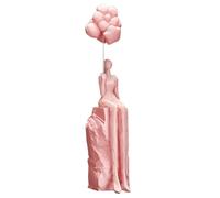 GPDNBIEU, Escultura Abstracta de niña sosteniendo Globo, estatuilla estética Moderna, decoración for el hogar, Sala Estar y Dormitorio(Pink)