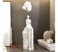 GPDNBIEU, Escultura Abstracta de niña sosteniendo Globo, estatuilla estética Moderna, decoración for el hogar, Sala Estar y Dormitorio(White)