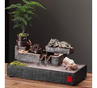 GPDNBIEU Fuentes de Escritorio, Fuentes de Mesa Acuario cerámica con Escultura Rana Peces y Dinero for Sala Estar, Dormitorio(A~Medium with Atomizer)