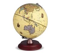 GPDNBIEU, Globo giratorio antiguo de luz LED retro con soporte Base madera 9,4 pulgadas Marca texto claro