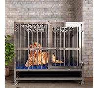 GPDNBIEU, Jaula for Perros Resistente, Perrera de Metal Negro con Ruedas y Bandeja for pequeños en Interiores Exteriores(95 cm L x 63 cm W x 82 cm H)