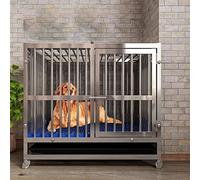GPDNBIEU, Jaula for Perros Resistente, Perrera de Metal Negro con Ruedas y Bandeja for pequeños en Interiores Exteriores(78 cm L x 52 cm W x 72 cm H)