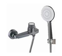 GPDNBIEU, kits de ducha, juego simple con barra elevación grifo baño latón bañera lluvia cabezal rociador potente tres velocidades(E)
