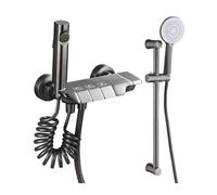 GPDNBIEU, kits de ducha, juego simple con barra elevación grifo baño latón bañera lluvia cabezal rociador potente tres velocidades(C)
