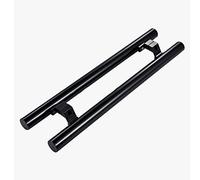GPDNBIEU, Manija de barra empuje y tiro redonda negra mate for herrajes puerta, tiradores vidrio doble cara resistentes(80x50cm)