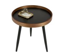 GPDNBIEU, Mesa Decorativa Lateral Redonda de Madera, mesas mesita Noche Redondas, Mesa Bandeja con Patas Metal Negro(A)