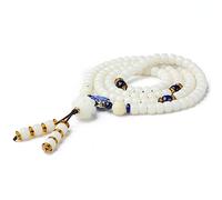 GPDNBIEU, Pulsera Mala, 108 Pulsera Cuentas De Madera 6/7/8 Mm Original con Colgante De Loto Oración Budista Tibetana Mala Collar Elástico Macramé Hecho A Mano Estilo Nacional Jewe
