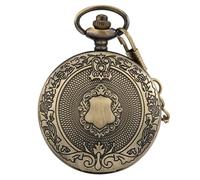 GPDNBIEU, Reloj de Bolsillo de Cuarzo con Escudo, Reloj de Bolsillo for Hombre, números Romanos, Cadena, Regalo(Cyan)